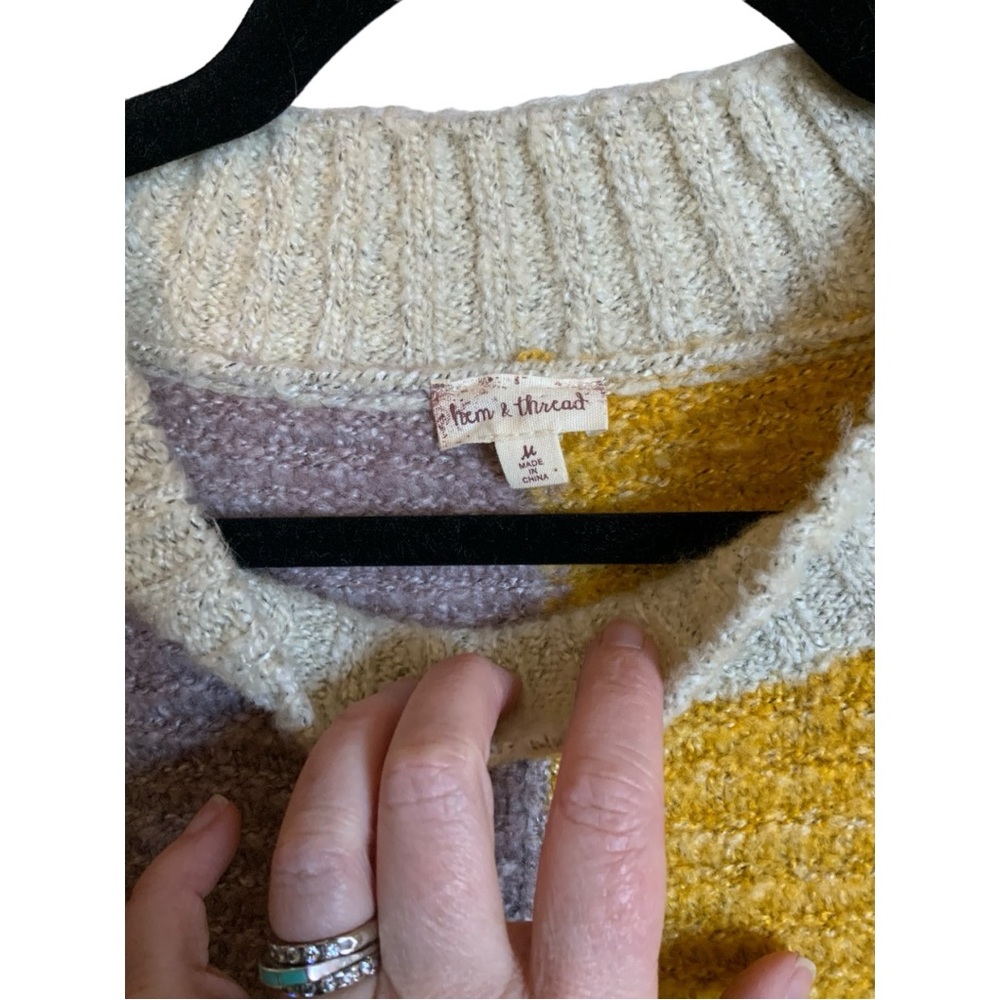 Hem Thread Color Block Sweater - image 2